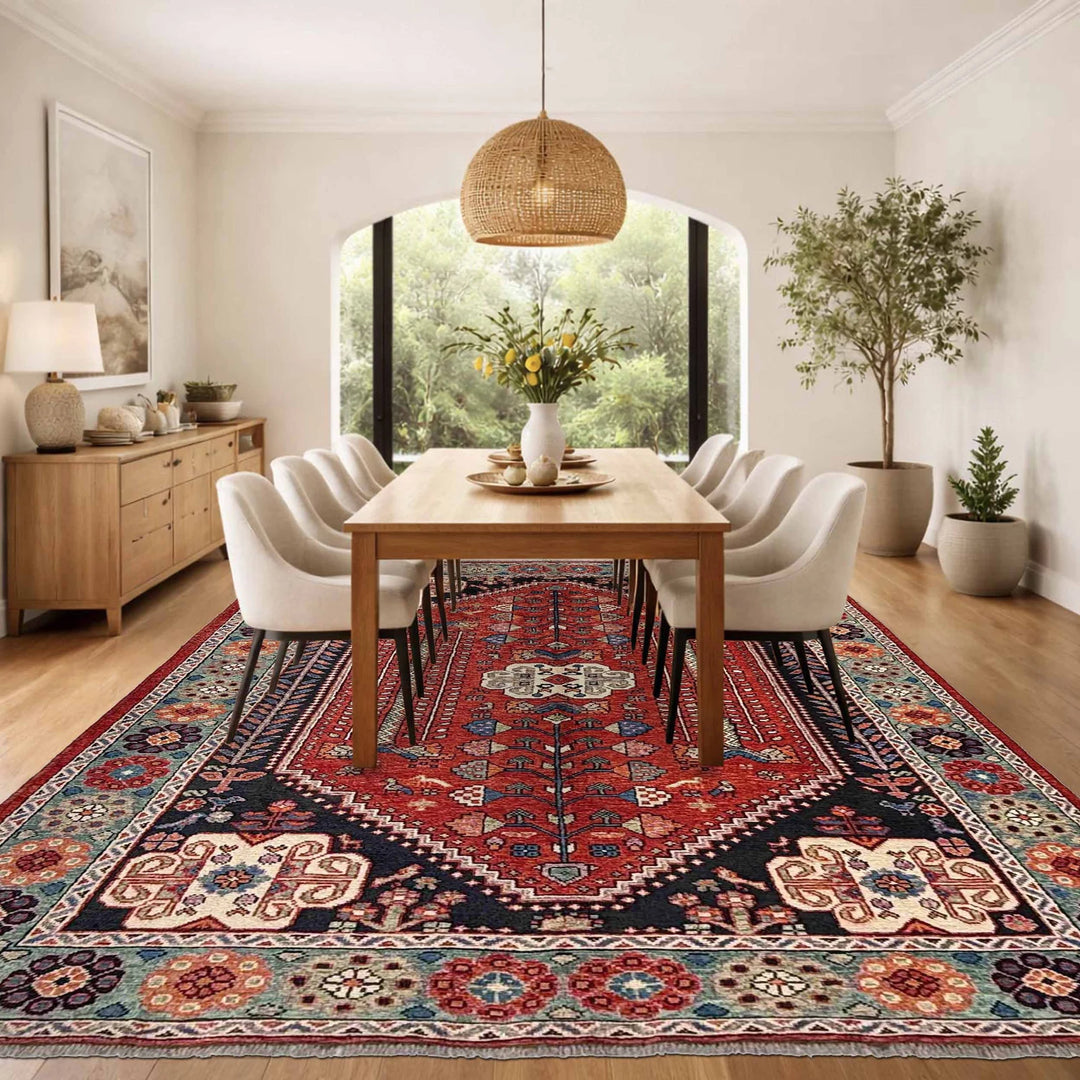 Red Afghan Shirazi Rug 6' 9" x 10' 0" Hand-Knotted | No. AL31933