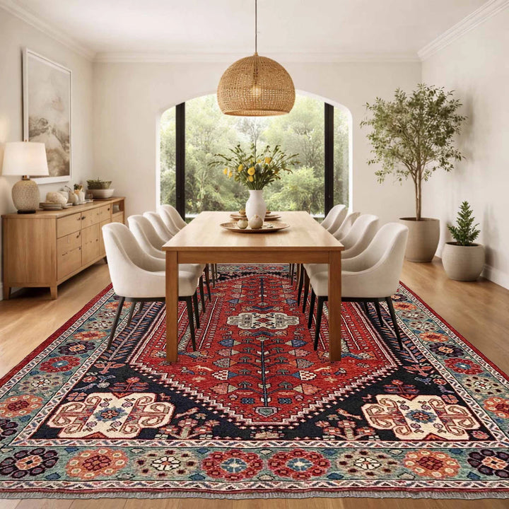 Red Afghan Shirazi Rug 6' 9" x 10' 0" Hand-Knotted | No. AL31933
