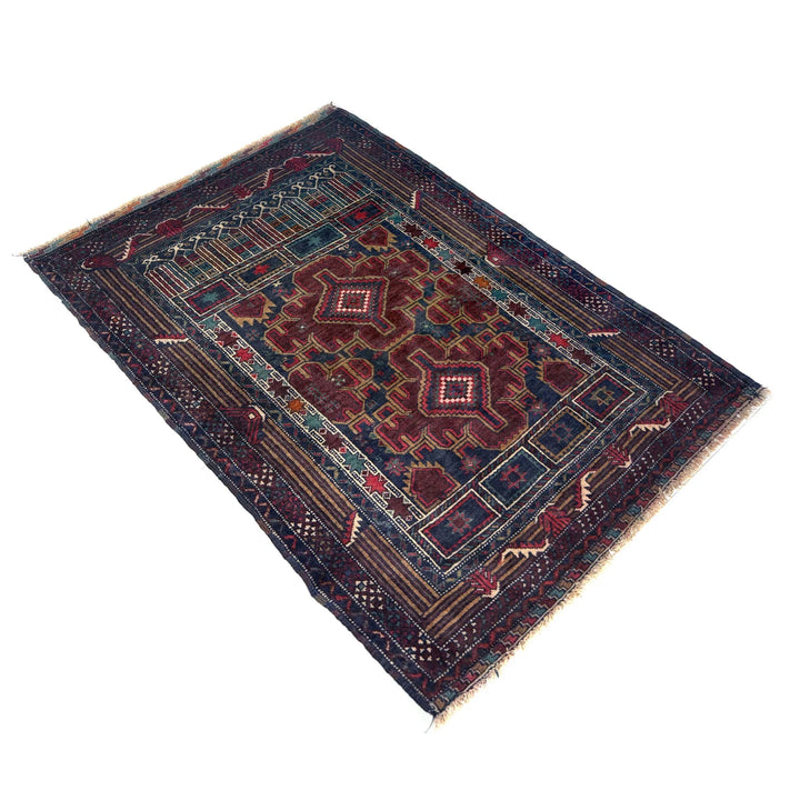 Multicolor Afghan Prayer Rug Rug 2' 11" x 4' 3" Hand-Knotted | No. AL31973