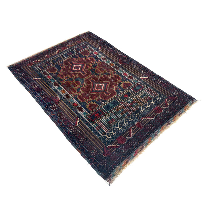 Multicolor Afghan Prayer Rug Rug 2' 11" x 4' 3" Hand-Knotted | No. AL31973