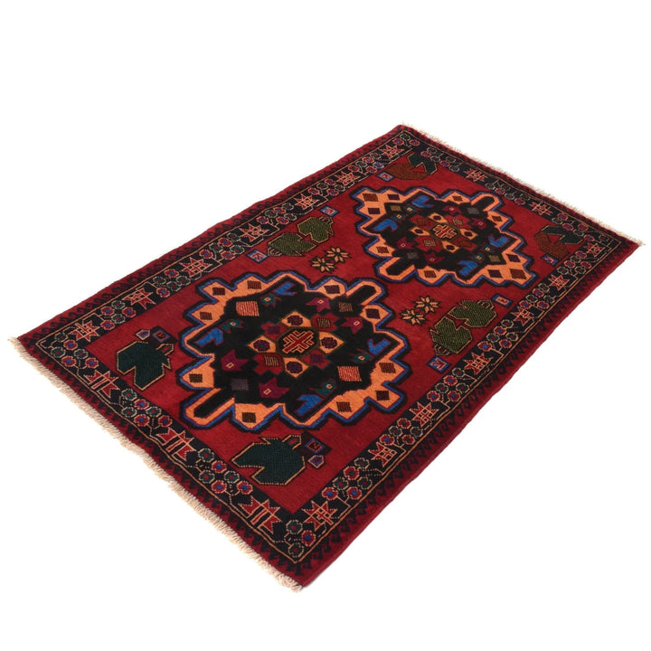 Afghan Baluchi Rug 2' 8" x 4' 6" Hand-Knotted | No. AL32048