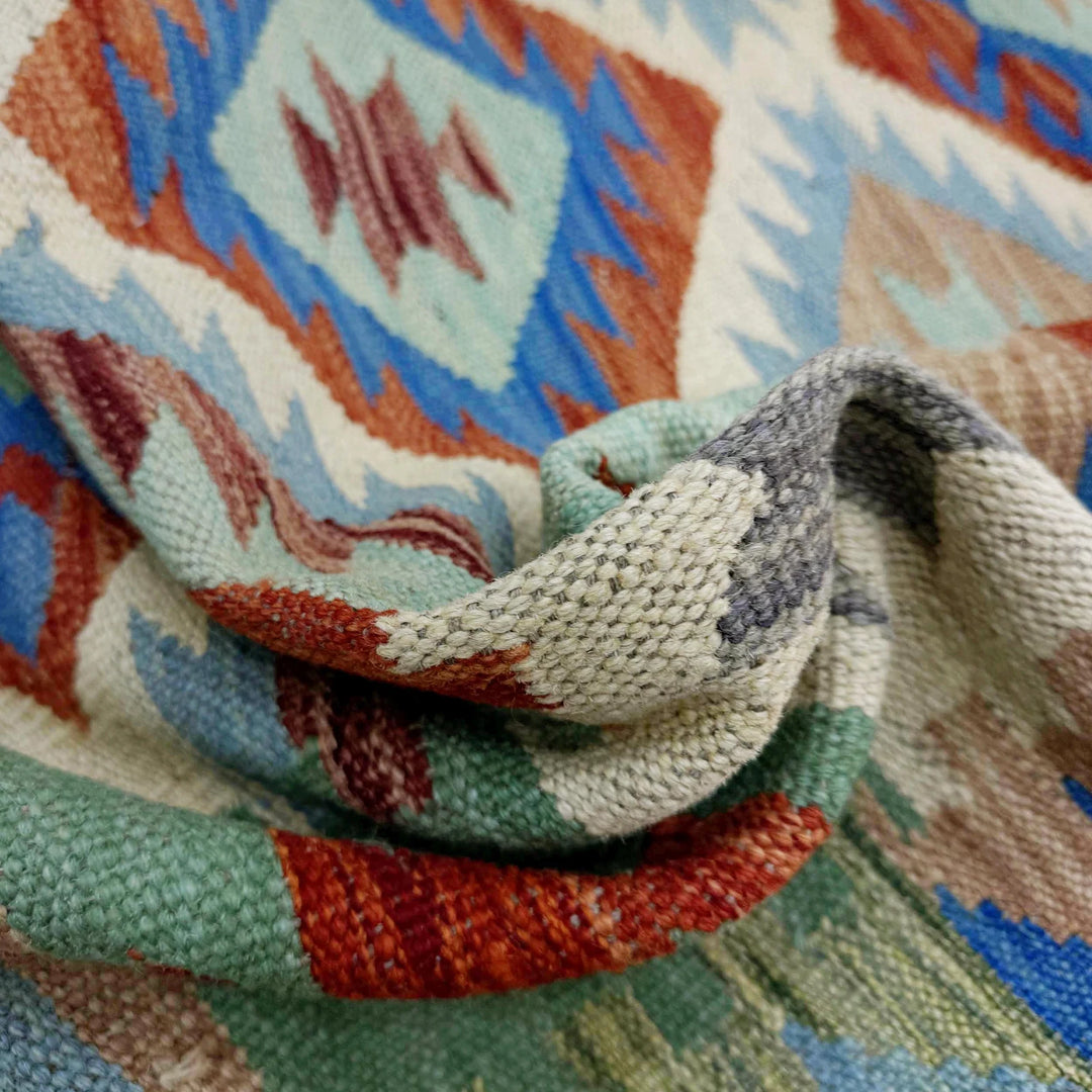 Afghan Vegetable Kilim Rug 4' 11" x 6' 5" Flat-Weave | No. AL320921