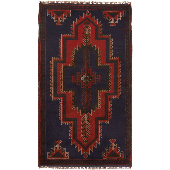 Dark Blue Afghan Baluchi Rug 2' 7" x 4' 7" Hand-Knotted | No. AL32127