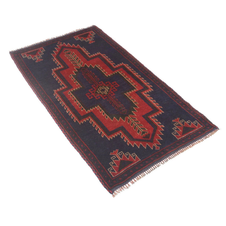 Dark Blue Afghan Baluchi Rug 2' 7" x 4' 7" Hand-Knotted | No. AL32127