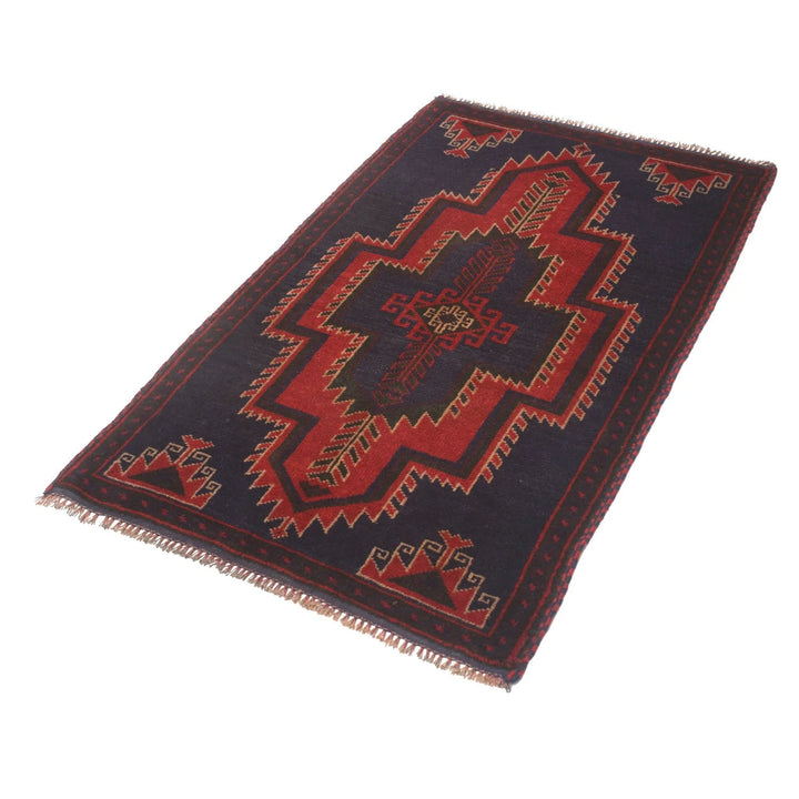 Dark Blue Afghan Baluchi Rug 2' 7" x 4' 7" Hand-Knotted | No. AL32127