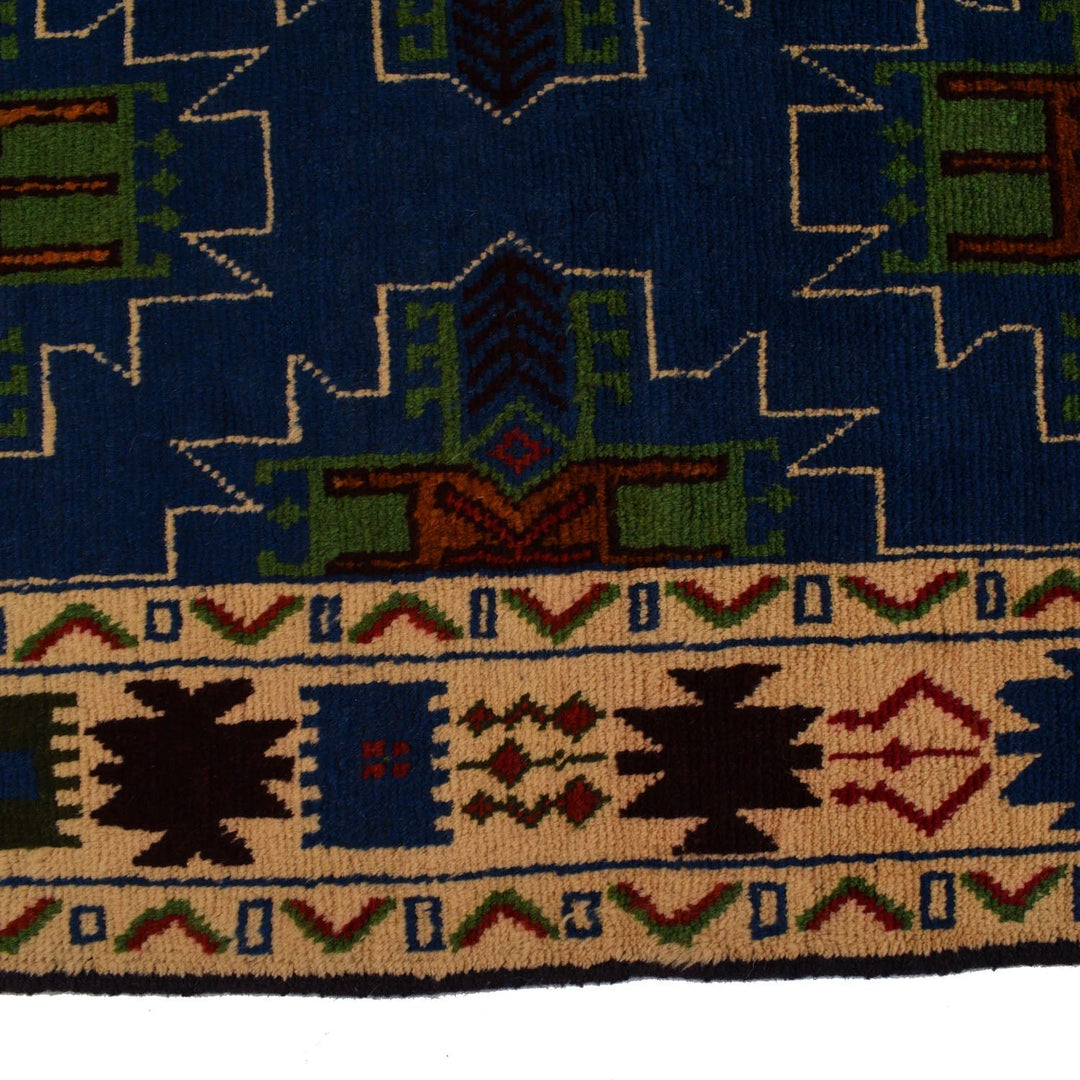Blue Afghan Kohistani Rug 6' 11" x 8' 12" Hand-Knotted | No. AL32134