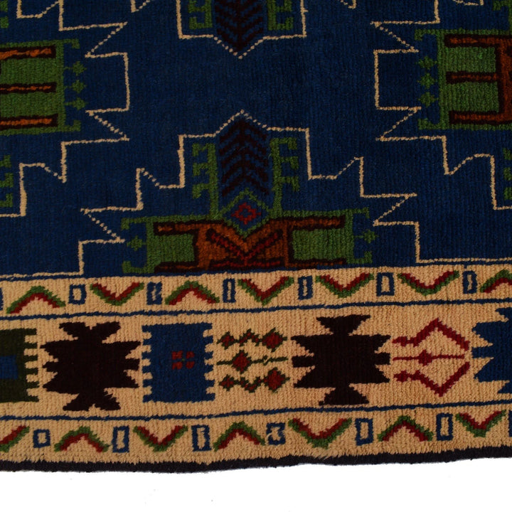Blue Afghan Kohistani Rug 6' 11" x 8' 12" Hand-Knotted | No. AL32134