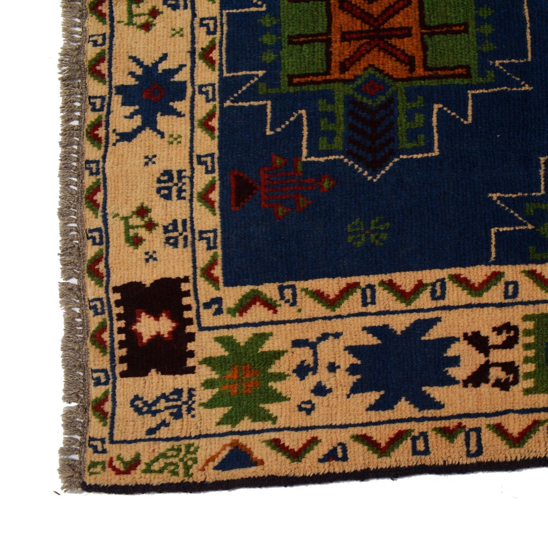 Blue Afghan Kohistani Rug 6' 11" x 8' 12" Hand-Knotted | No. AL32134