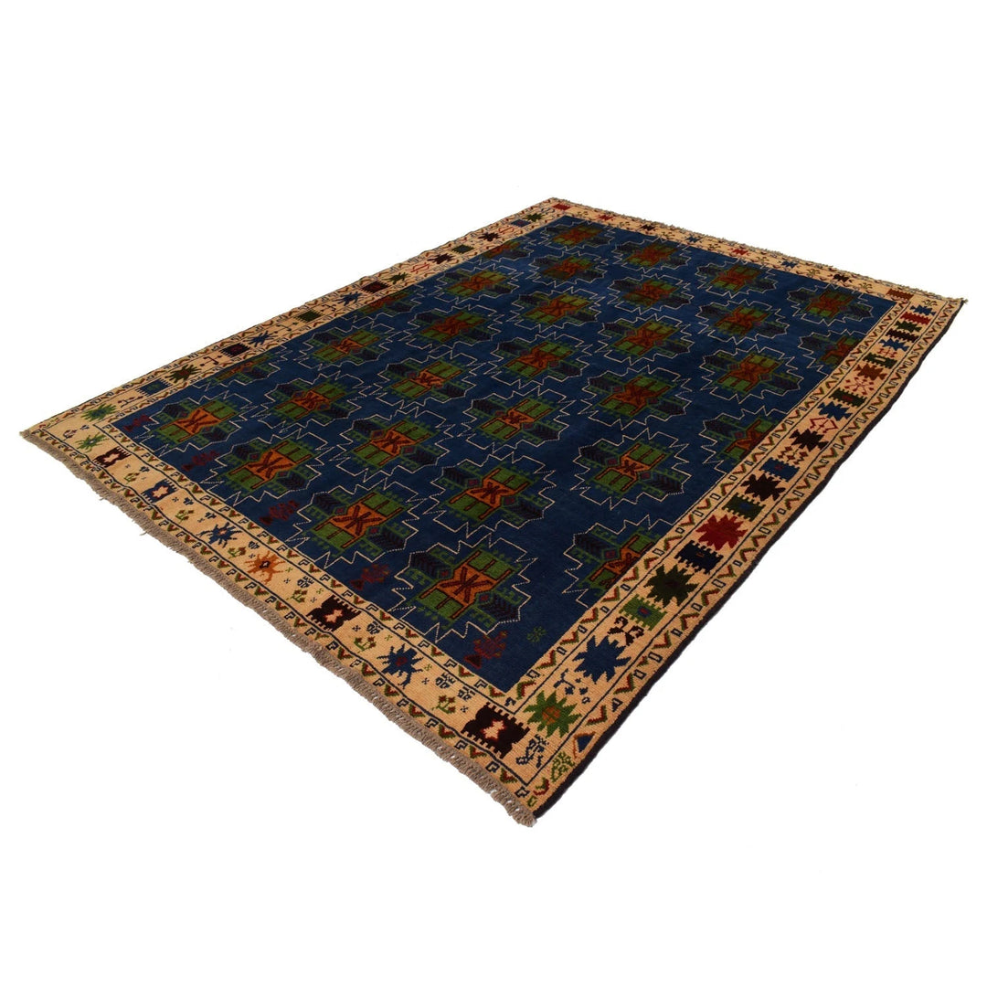 Blue Afghan Kohistani Rug 6' 11" x 8' 12" Hand-Knotted | No. AL32134