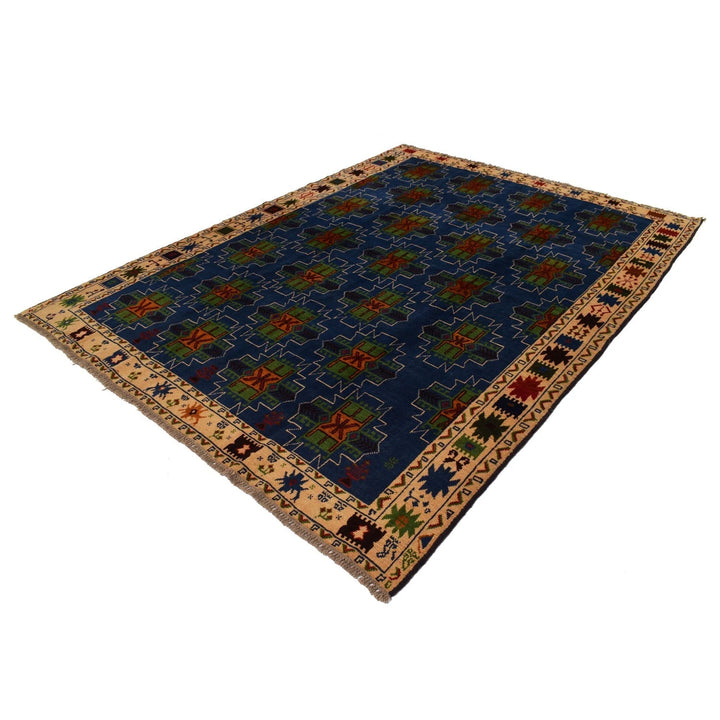 Blue Afghan Kohistani Rug 6' 11" x 8' 12" Hand-Knotted | No. AL32134