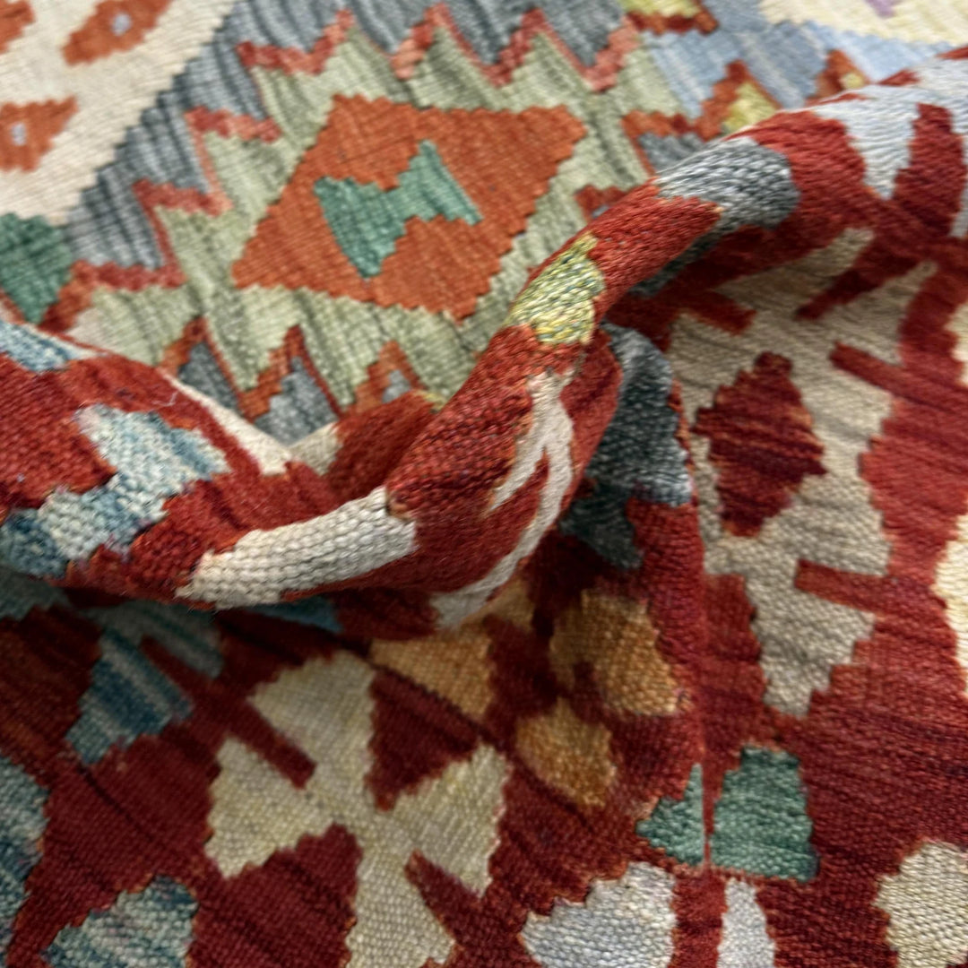 Multicolor Afghan Vegetable Kilim Rug 10' 4" x 12' 7" Flat-Weave | No. AL321361