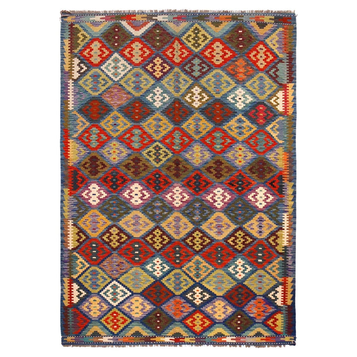 Afghan Kilim Rug 5' 8" x 8' 0" Flat-Weave | No. AL32140