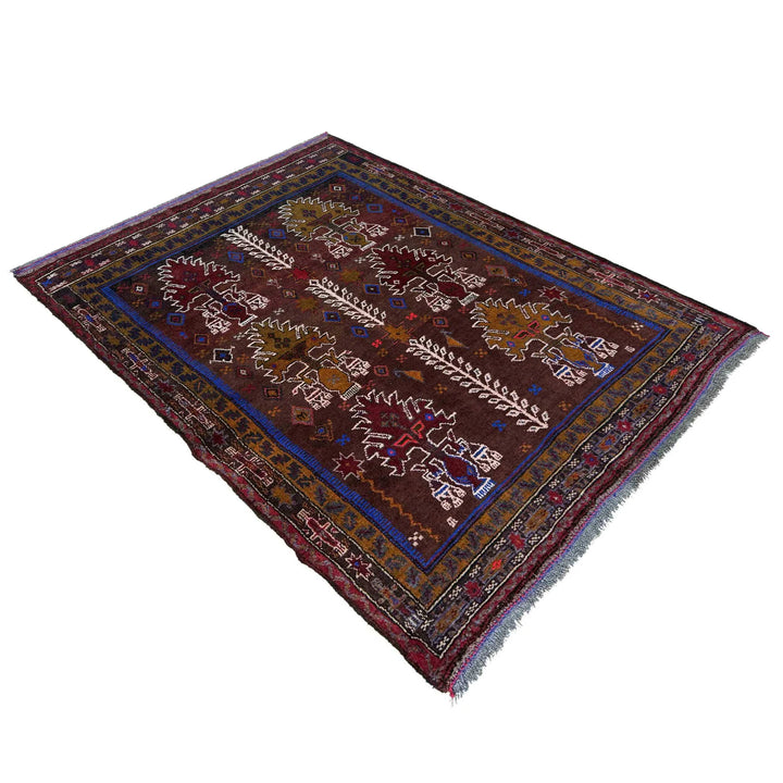 Afghan Baluchi Rug 3' 2" x 4' 5" Hand-Knotted | No. AL32222