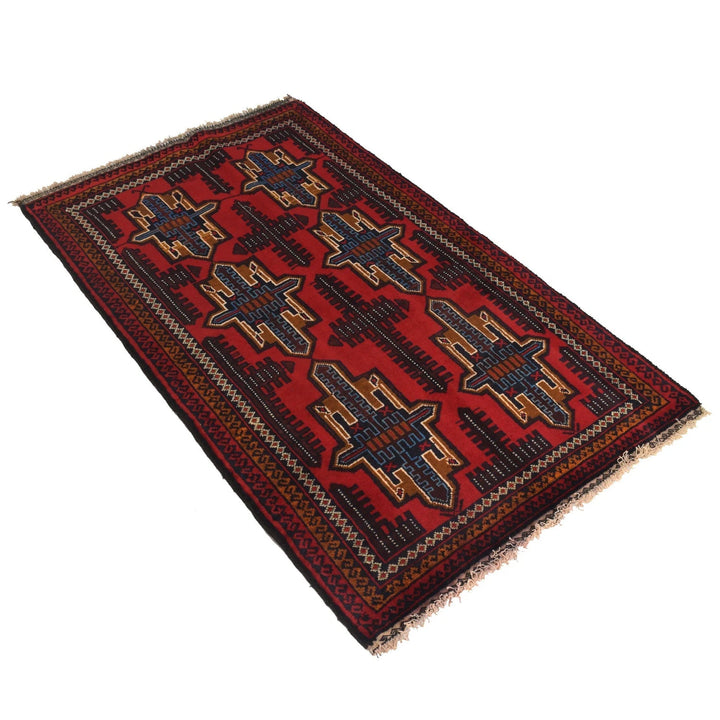 Afghan Baluchi Rug 2' 9" x 4' 7" Hand-Knotted | No. AL32239
