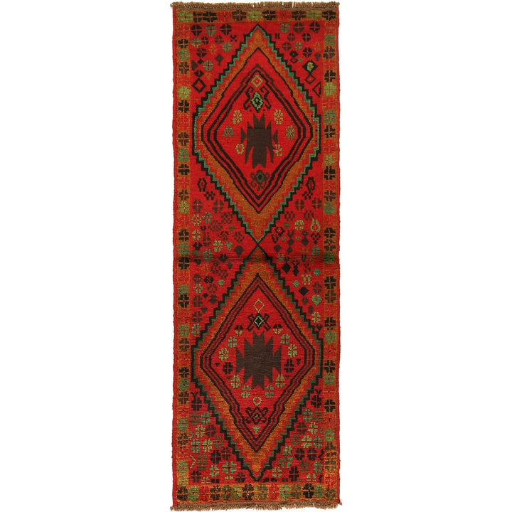 Red Afghan Baluchi Rug 2' 1" x 6' 7" Hand-Knotted | No. AL32294