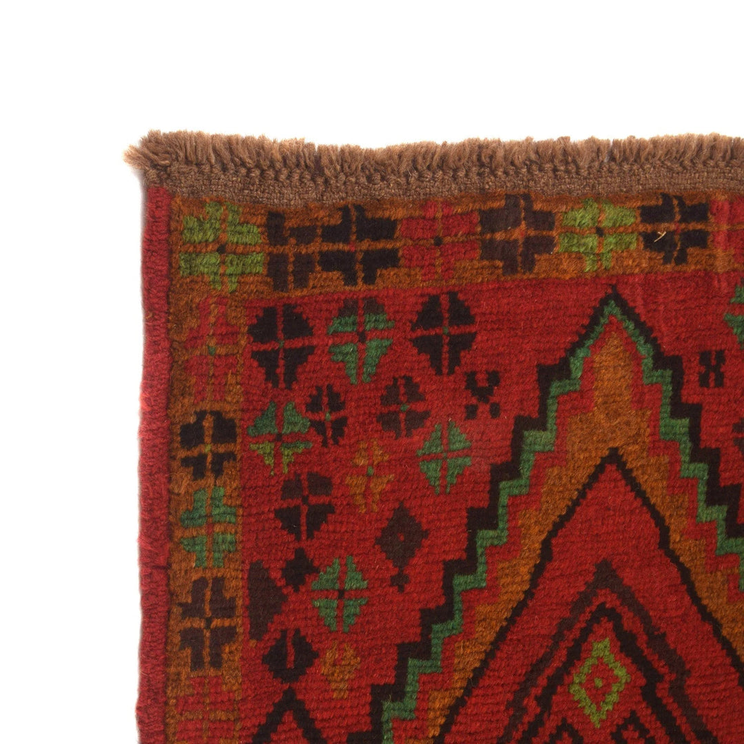 Red Afghan Baluchi Rug 2' 1" x 6' 7" Hand-Knotted | No. AL32294