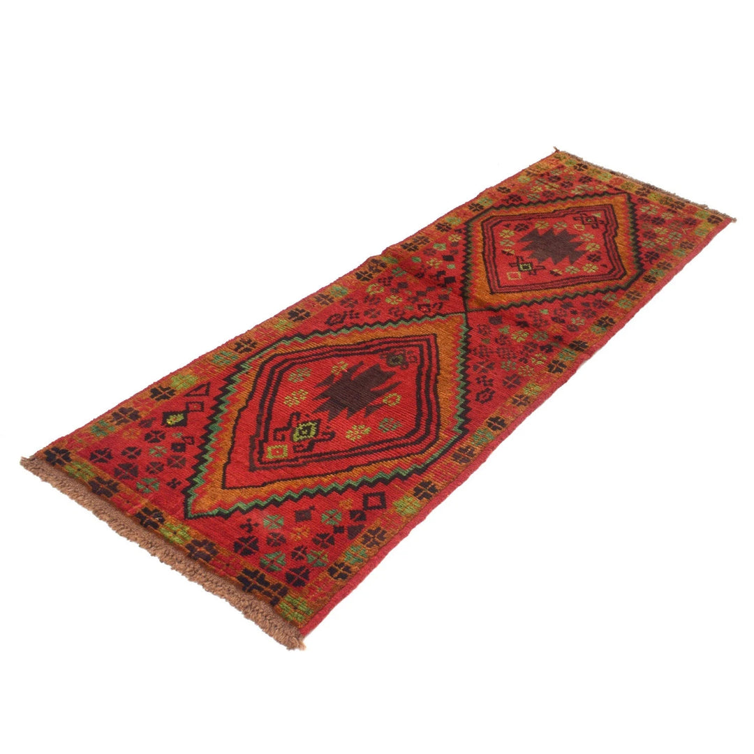 Red Afghan Baluchi Rug 2' 1" x 6' 7" Hand-Knotted | No. AL32294