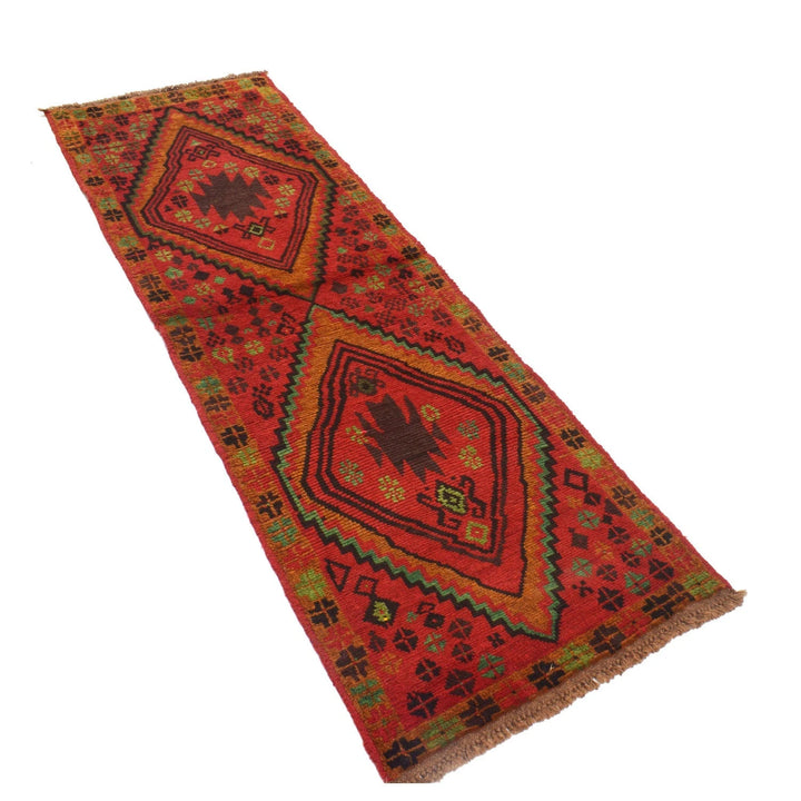 Red Afghan Baluchi Rug 2' 1" x 6' 7" Hand-Knotted | No. AL32294