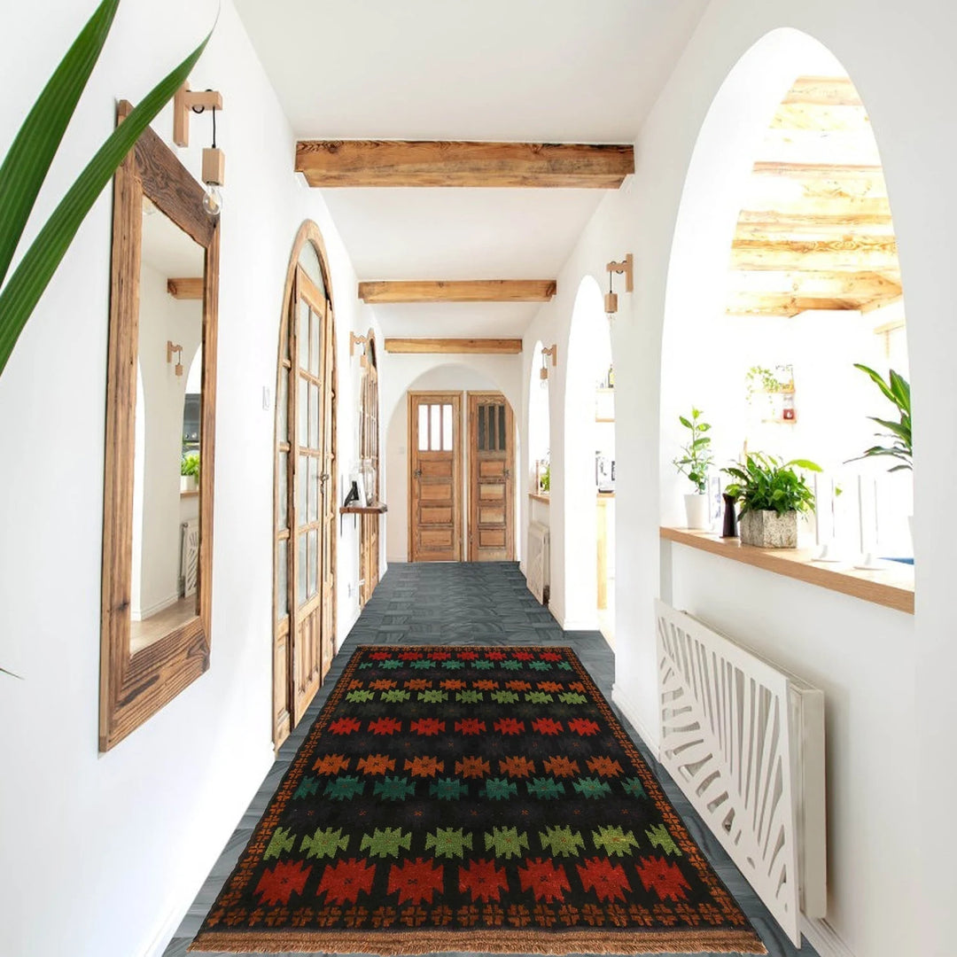 Black Afghan Baluchi Rug 4' 3" x 6' 0" Hand-Knotted | No. AL32361