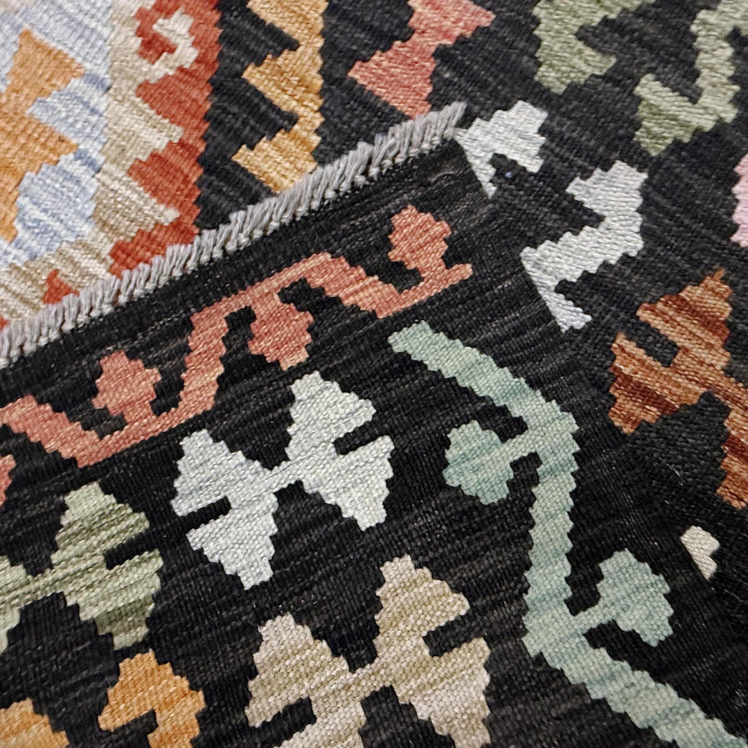 Afghan Vegetable Kilim Rug 6' 10" x 9' 9" Flat-Weave | No. AL324055