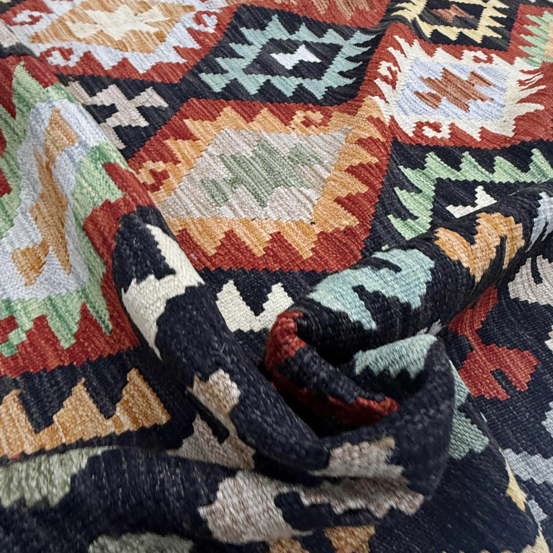 Afghan Vegetable Kilim Rug 6' 10" x 9' 9" Flat-Weave | No. AL324055