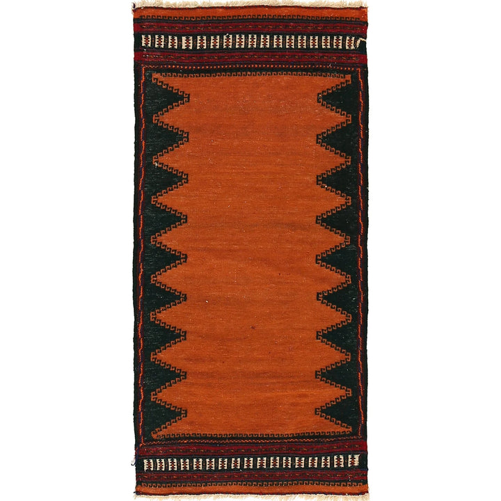 Brown Afghan Table Sheet Rug 2' 0" x 4' 4" Flat-Weave | No. AL32426