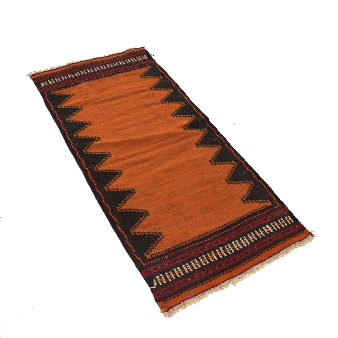 Brown Afghan Table Sheet Rug 2' 0" x 4' 4" Flat-Weave | No. AL32426