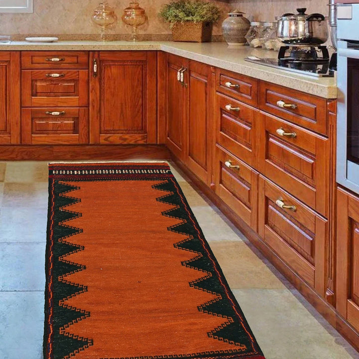 Brown Afghan Table Sheet Rug 2' 0" x 4' 4" Flat-Weave | No. AL32426