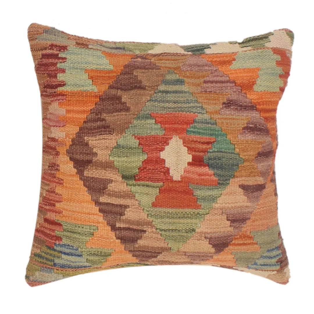 Afghan Kilim Cushion Cover 1' 5" x 1' 7" Flat-Weave | No. AL32433