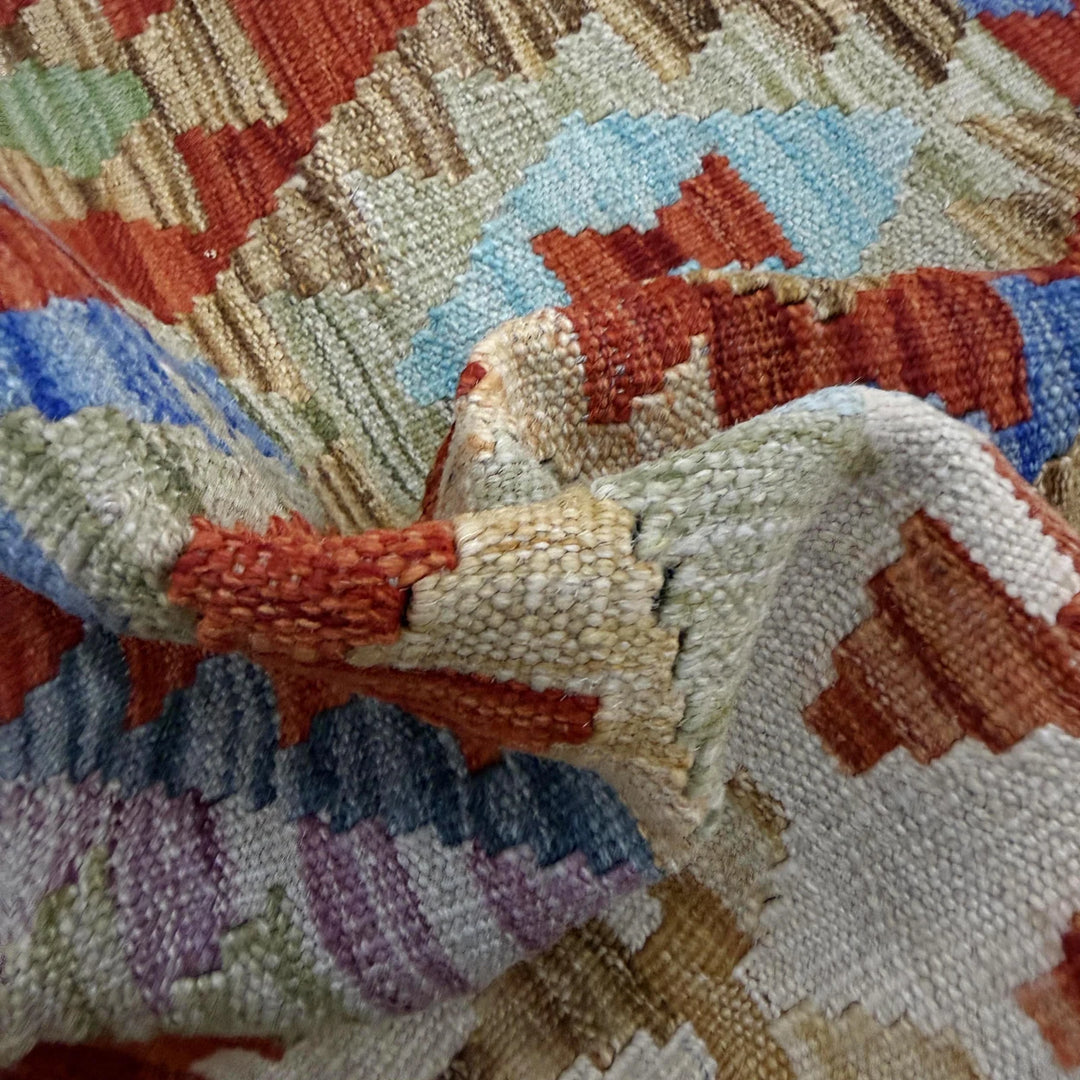 Afghan Vegetable Kilim Rug 4' 11" x 6' 3" Flat-Weave | No. AL324772