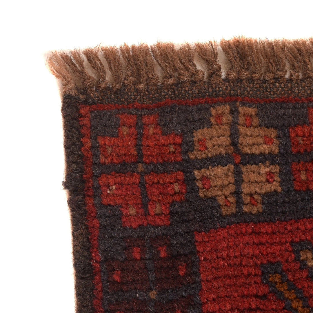 Red Afghan Baluchi Rug 2' 9" x 4' 5" Hand-Knotted | No. AL32493