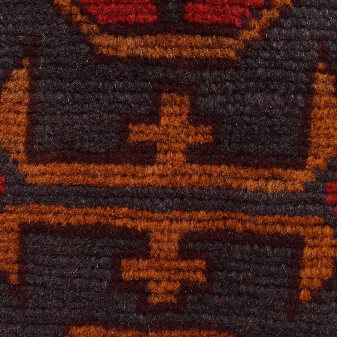 Red Afghan Baluchi Rug 2' 9" x 4' 5" Hand-Knotted | No. AL32493