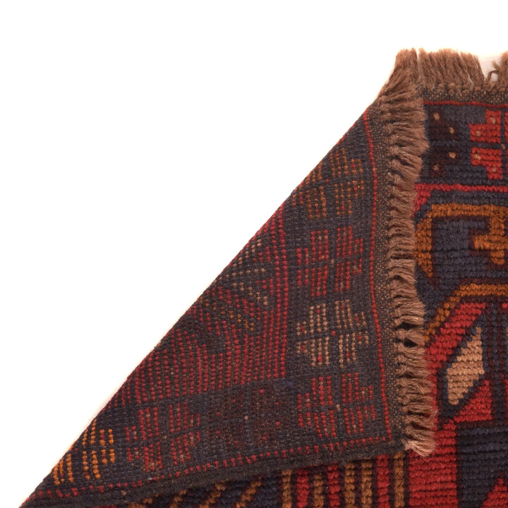 Red Afghan Baluchi Rug 2' 9" x 4' 5" Hand-Knotted | No. AL32493