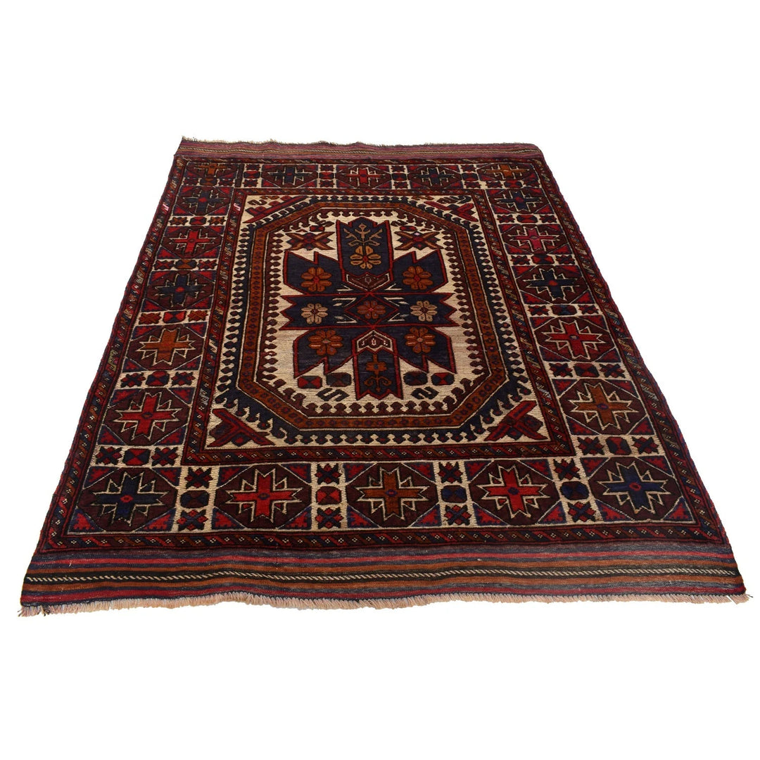 Beige Afghan Barjista Kilim Rug 4' 7" x 6' 2" Flat-Weave | No. AL32495