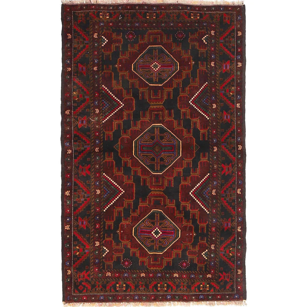 Afghan Baluchi Rug 3' 10" x 6' 2" Hand-Knotted | No. AL32499