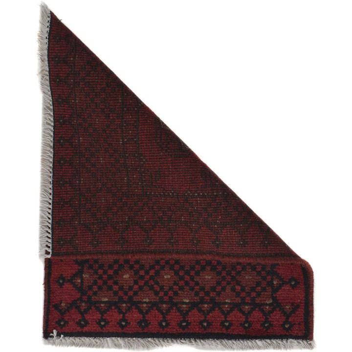 Red Afghan Oriental Doormat 1' 7" x 2' 1" Hand-Knotted | No. AL32501