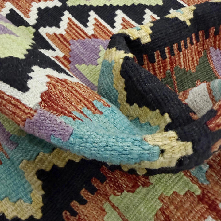 Afghan Vegetable Kilim Rug 3' 4" x 4' 11" Flat-Weave | No. AL325203