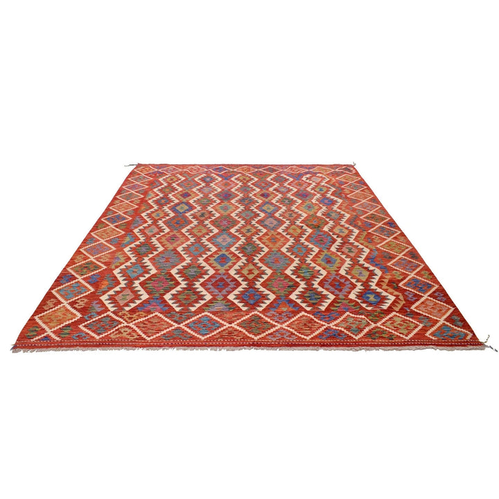 Afghan Kilim Rug 8' 5" x 9' 11" Flat-Weave | No. AL32528