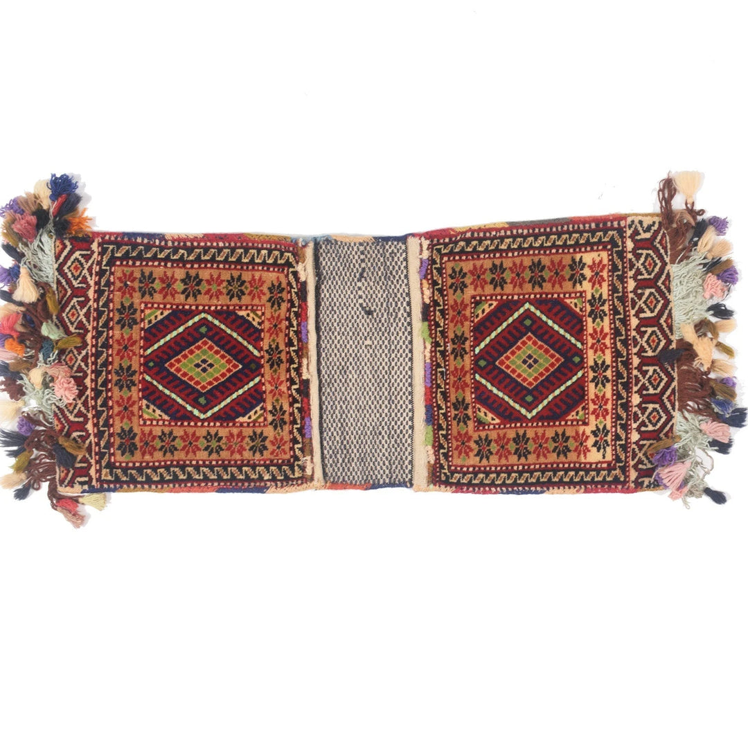 Afghan Saddle Bag Rug 1' 1" x 2' 7" Hand-Knotted | No. AL32565