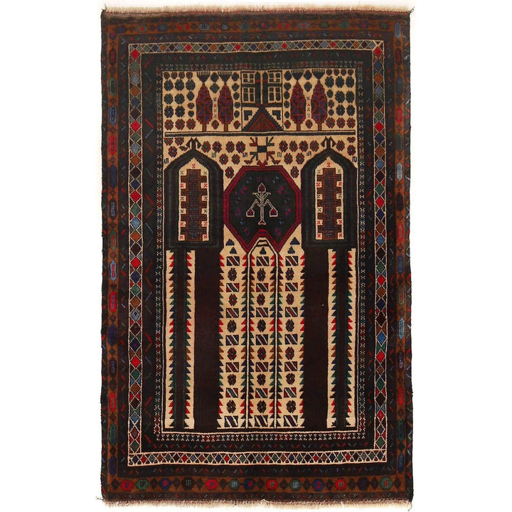Afghan Prayer Rug 2' 7" x 4' 5" Hand-Knotted | No. AL32572