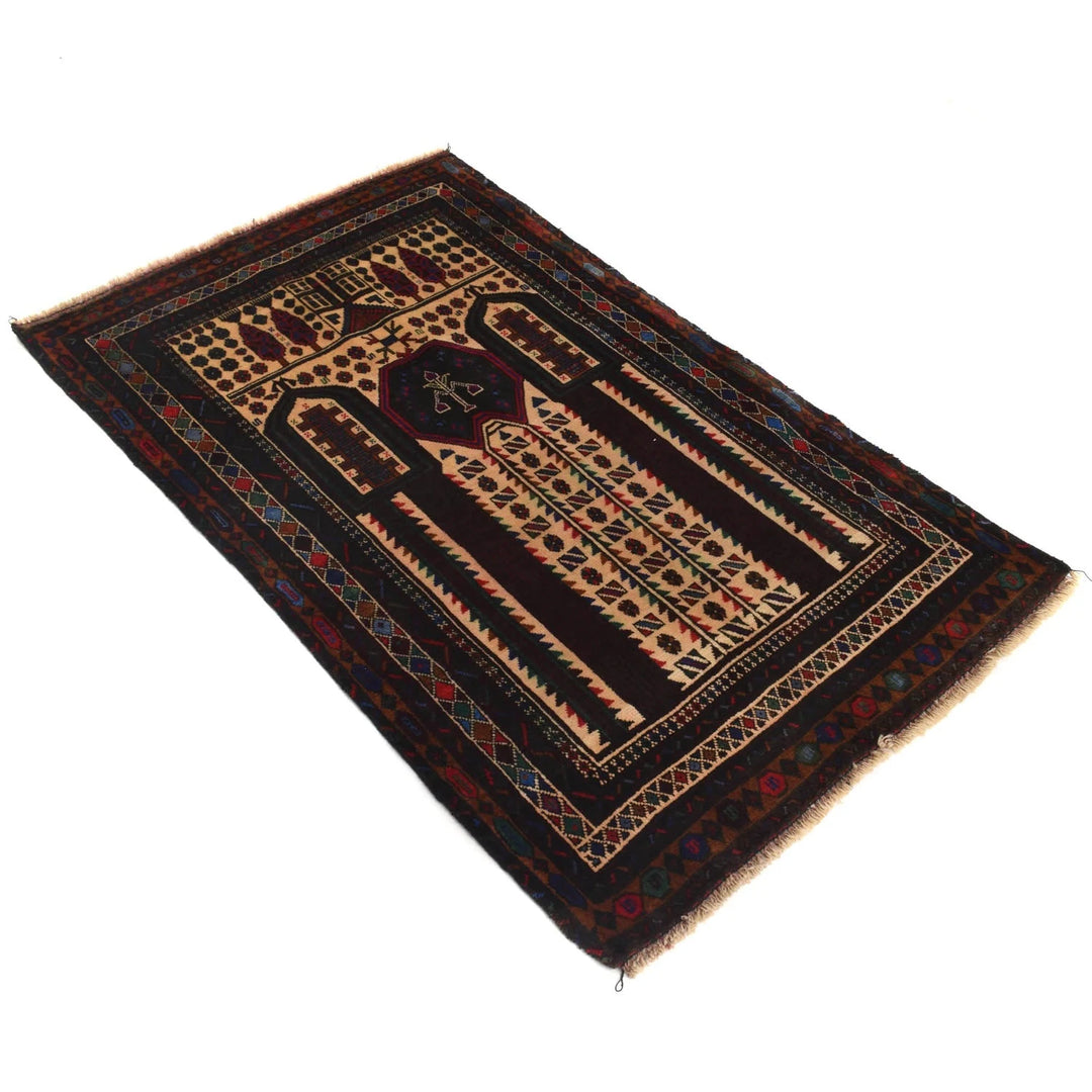 Afghan Prayer Rug 2' 7" x 4' 5" Hand-Knotted | No. AL32572