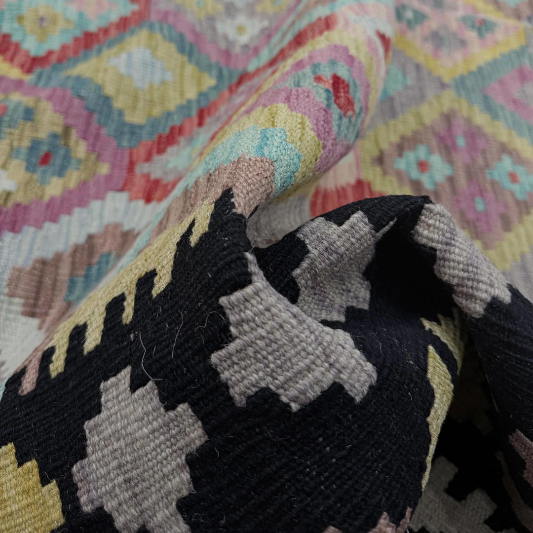 Afghan Vegetable Kilim Rug 6' 11" x 9' 7" Flat-Weave | No. AL325737
