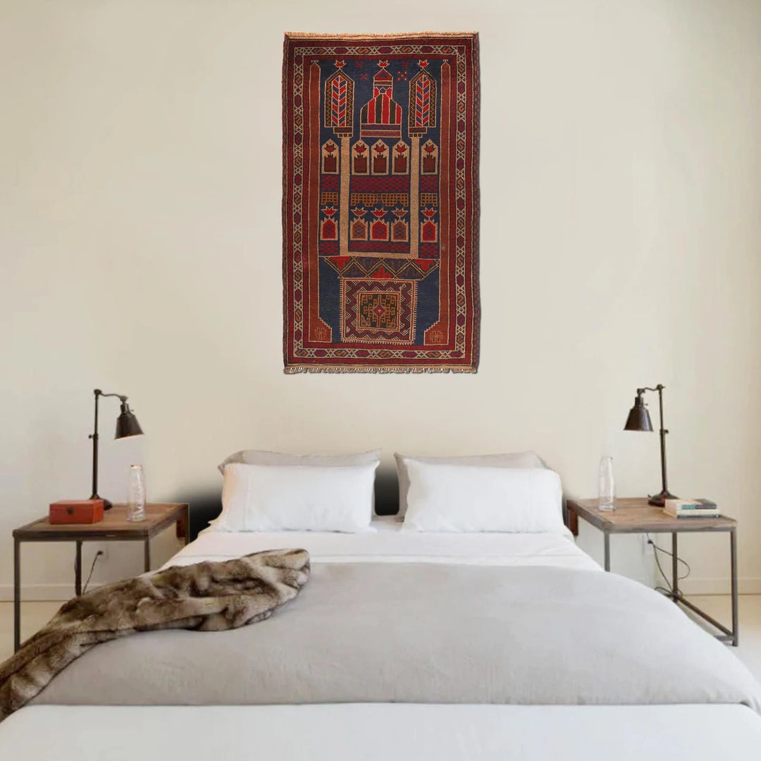 Afghan Prayer Rug 2' 11" x 5' 2" Hand-Knotted | No. AL32621