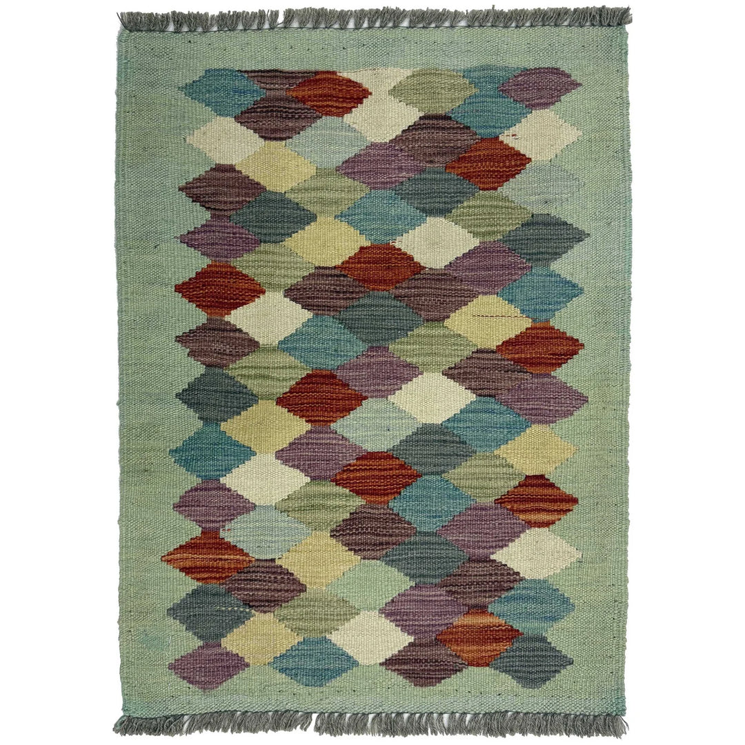Afghan Kilim Rug 1' 11" x 2' 9" Flat-Weave | No. AL32633
