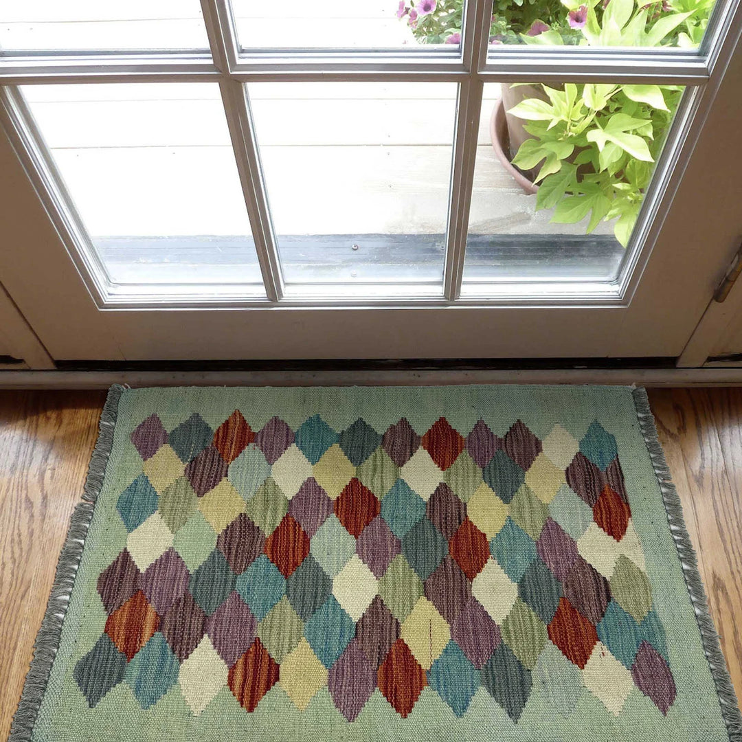Afghan Kilim Rug 1' 11" x 2' 9" Flat-Weave | No. AL32633