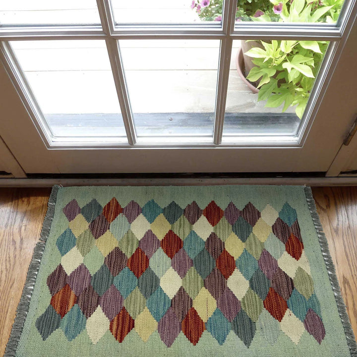 Afghan Kilim Rug 1' 11" x 2' 9" Flat-Weave | No. AL32633