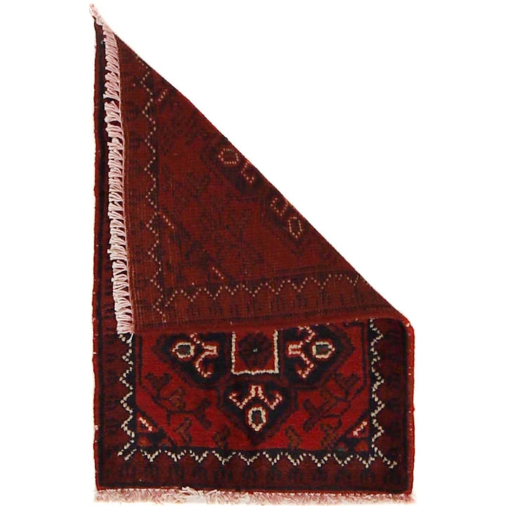 Red Afghan Oriental Doormat 1' 4" x 2' 0" Hand-Knotted | No. AL32691