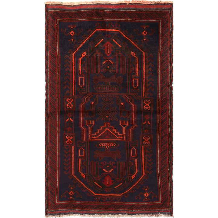 Afghan Baluchi Rug 2' 10" x 4' 9" Hand-Knotted | No. AL32706