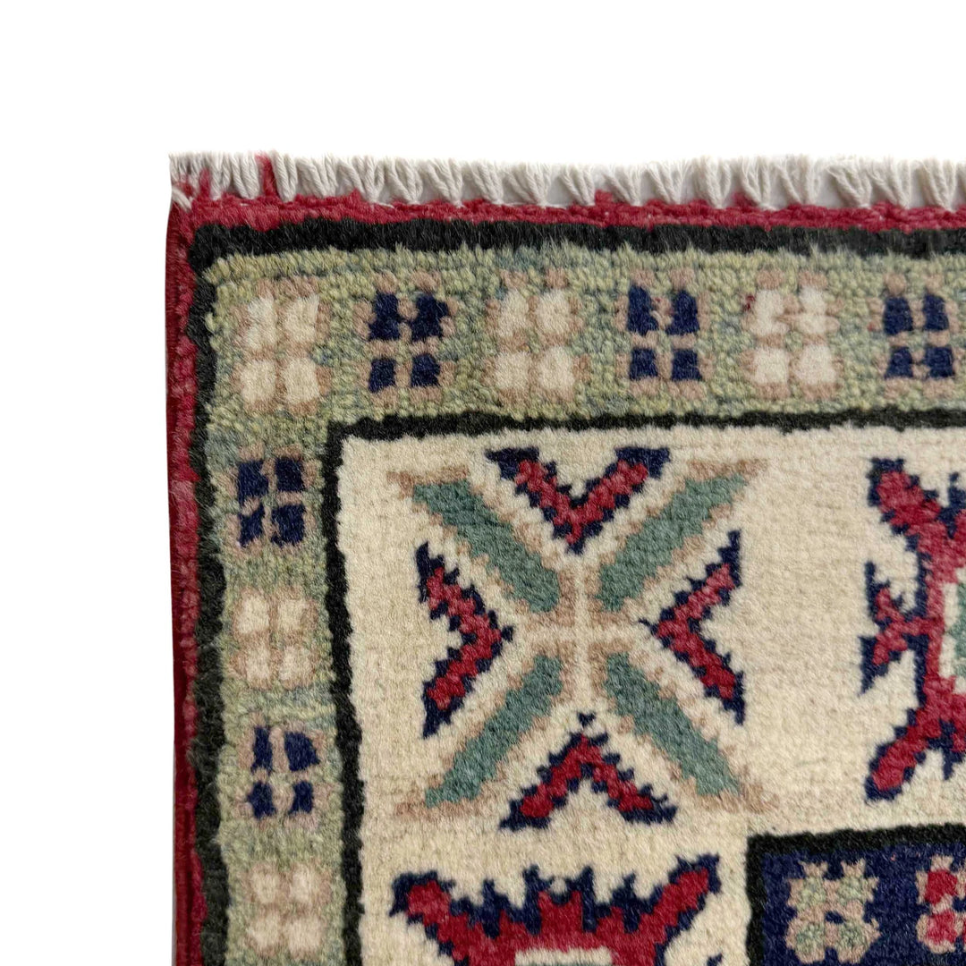 Red Afghan Kazak Rug 2' 8" x 4' 0" Hand-Knotted | No. AL32743