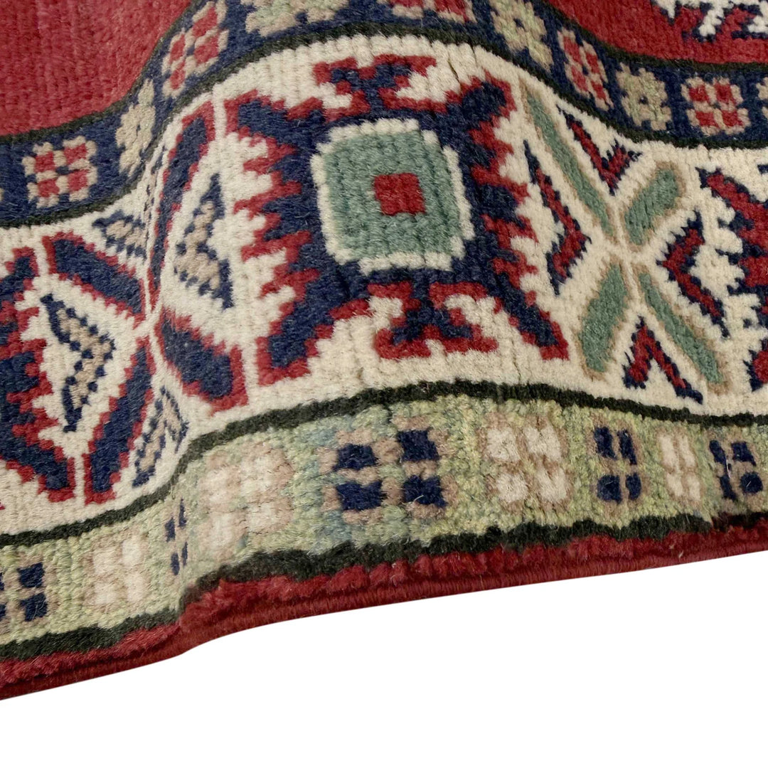 Red Afghan Kazak Rug 2' 8" x 4' 0" Hand-Knotted | No. AL32743